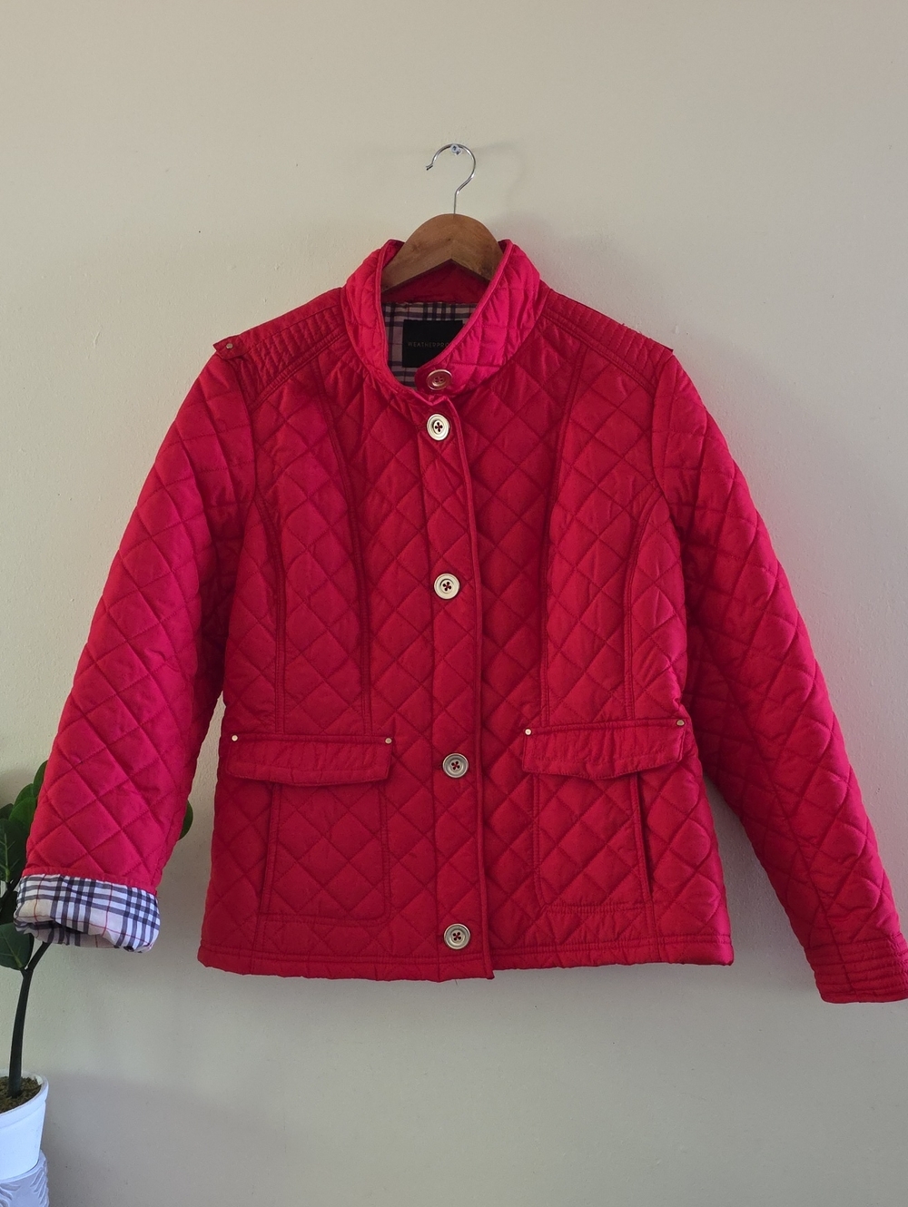 Weatherproof Quited Lined Button Front Fall/Spring Jacket - XL